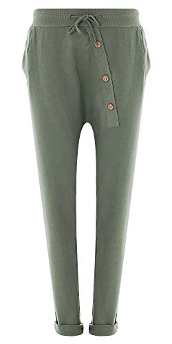 FASHION YOU WANT Damen Hose Jogginghose Größe 36-50 Sweatpants Sterne Star Camouflage Anker Uni Pusteblume Aladinhose Freizeithose Baggy Boyfriend Sport Loose Fit (Uni Khaki, 40/42) von FASHION YOU WANT