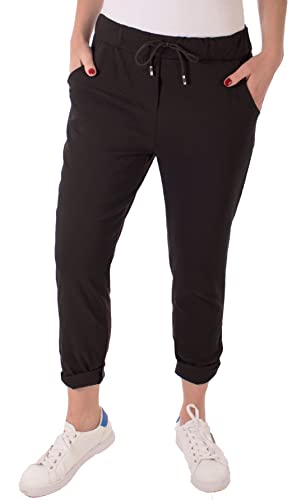 FASHION YOU WANT Damen Hose Stretch Sweatpants Jogginghose für Freizeit Boyfriend Baggyhose (as3, Alpha, one_Size, Regular, Regular, schwarz) von FASHION YOU WANT