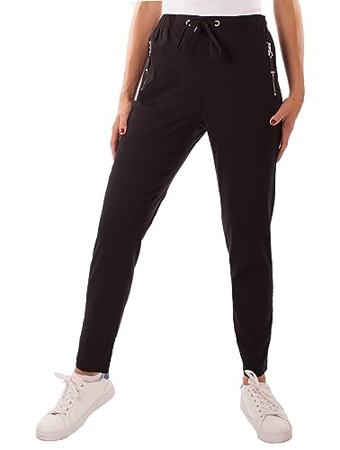 FASHION YOU WANT Damen Hose Stretch Sweatpants Jogginghose für Freizeit Gr.36-54 Schlupfhose mit elastischem Bund, mit Kordelzug (40, schwarz) von FASHION YOU WANT