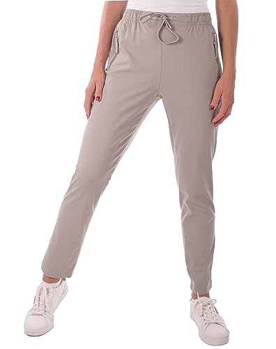 FASHION YOU WANT Damen Hose Stretch Sweatpants Jogginghose für Freizeit Gr.36-54 Schlupfhose mit elastischem Bund, mit Kordelzug (48, grau) von FASHION YOU WANT