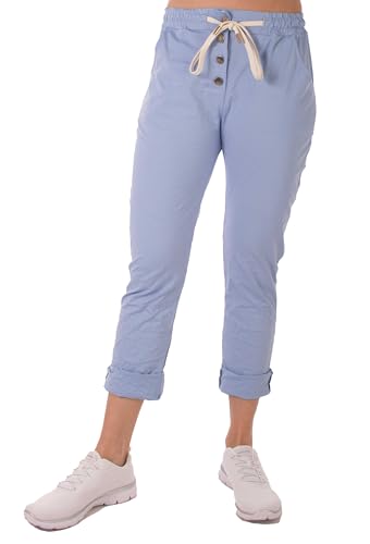 FASHION YOU WANT Damen Hose mit Knopfleiste Stretch Sweatpants Jogginghose für Freizeit Boyfriend Baggyhose (DE/NL/SE/PL, Numerisch, 44, 46, Regular, Regular, hellblau) von FASHION YOU WANT