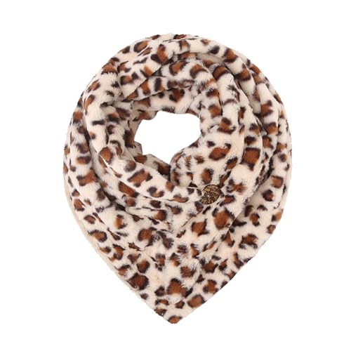 FASHION YOU WANT Damen KuschelSchal, Teddyfell Baumwolle Dreieckstuch Frauen Winterschal Herbstschal Warm Dreieck Schal Halstuch Scarf (Leo beige) von FASHION YOU WANT