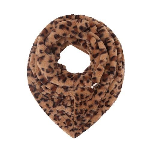 FASHION YOU WANT Damen KuschelSchal, Teddyfell Baumwolle Dreieckstuch Frauen Winterschal Herbstschal Warm Dreieck Schal Halstuch Scarf (Leo camel) von FASHION YOU WANT