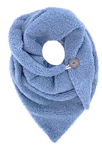 FASHION YOU WANT Damen KuschelSchal, Teddyfell Baumwolle Dreieckstuch Frauen Winterschal Herbstschal Warm Dreieck Schal Halstuch Scarf (jeansblau) von FASHION YOU WANT