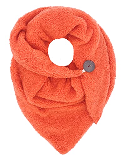 FASHION YOU WANT Damen KuschelSchal, Teddyfell Baumwolle Dreieckstuch Frauen Winterschal Herbstschal Warm Dreieck Schal Halstuch Scarf (orange) von FASHION YOU WANT