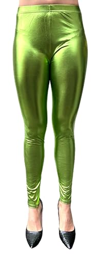 FASHION YOU WANT Damen Metallic Leggings, glänzende Shiny Leggings im Wet Look Party Tanz Disco Kostüm Fasching Karneval (DE/NL/SE/PL, Numerisch, 38, 40, Regular, Regular, türkis) von FASHION YOU WANT