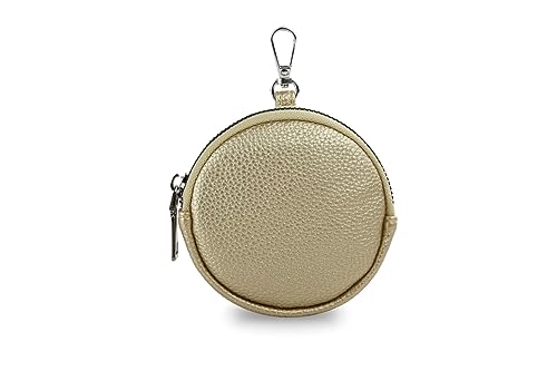 FASHION YOU WANT Damen Münzbörse aus echtes Leder, kleine Geldbörse mit Reißverschluss, Mini Portemonnaie Coin Pocket für Frauen Mädchen Kinder (Gold) von FASHION YOU WANT