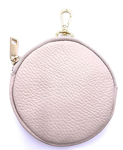 FASHION YOU WANT Damen Münzbörse aus echtes Leder, kleine Geldbörse mit Reißverschluss, Mini Portemonnaie Coin Pocket für Frauen Mädchen Kinder (Hellbeige) von FASHION YOU WANT