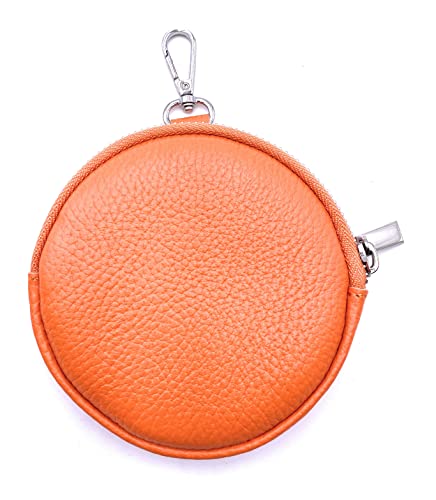 FASHION YOU WANT Damen Münzbörse aus echtes Leder, kleine Geldbörse mit Reißverschluss, Mini Portemonnaie Coin Pocket für Frauen Mädchen Kinder (Hellorange) von FASHION YOU WANT