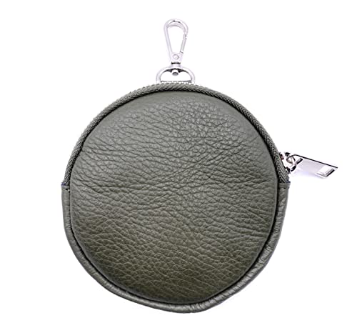 FASHION YOU WANT Damen Münzbörse aus echtes Leder, kleine Geldbörse mit Reißverschluss, Mini Portemonnaie Coin Pocket für Frauen Mädchen Kinder (Khaki) von FASHION YOU WANT