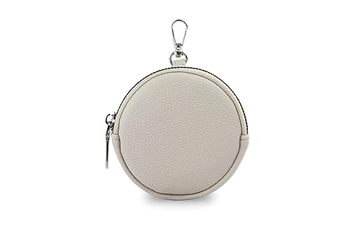 FASHION YOU WANT Damen Münzbörse aus echtes Leder, kleine Geldbörse mit Reißverschluss, Mini Portemonnaie Coin Pocket für Frauen Mädchen Kinder (Off-White) von FASHION YOU WANT