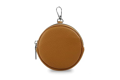 FASHION YOU WANT Damen Münzbörse aus echtes Leder, kleine Geldbörse mit Reißverschluss, Mini Portemonnaie Coin Pocket für Frauen Mädchen Kinder (braun) von FASHION YOU WANT