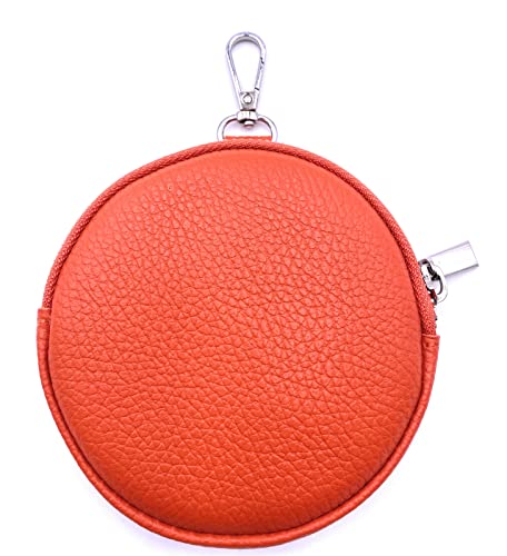 FASHION YOU WANT Damen Münzbörse aus echtes Leder, kleine Geldbörse mit Reißverschluss, Mini Portemonnaie Coin Pocket für Frauen Mädchen Kinder (dunkelorange) von FASHION YOU WANT