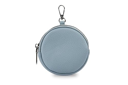 FASHION YOU WANT Damen Münzbörse aus echtes Leder, kleine Geldbörse mit Reißverschluss, Mini Portemonnaie Coin Pocket für Frauen Mädchen Kinder (hellblau) von FASHION YOU WANT