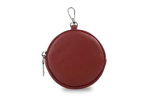 FASHION YOU WANT Damen Münzbörse aus echtes Leder, kleine Geldbörse mit Reißverschluss, Mini Portemonnaie Coin Pocket für Frauen Mädchen Kinder (rot) von FASHION YOU WANT