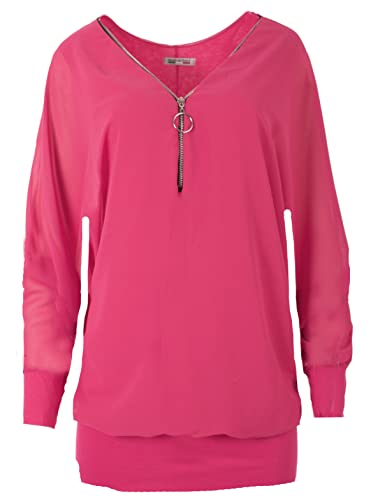 FASHION YOU WANT Damen Oversize Oberteile RFS Tshirt/Pullover Größe 36 bis 54 Uni Farben Übergrößen Shirt Langarm T-Shirt Kurzarm (as3, Numeric, Numeric_40, Numeric_42, Regular, Regular, Fuchsia) von FASHION YOU WANT