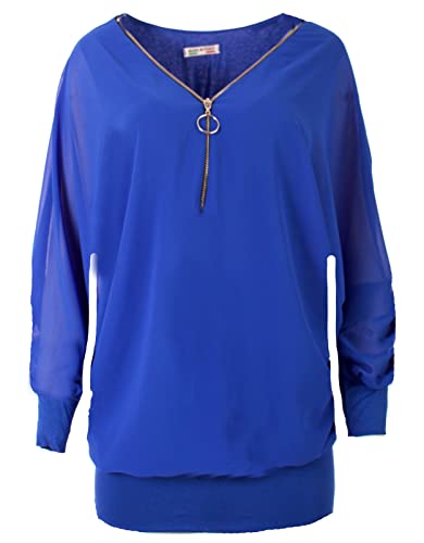 FASHION YOU WANT Damen Oversize Oberteile RFS Tshirt/Pullover Größe 36 bis 54 Uni Farben Übergrößen Shirt Langarm T-Shirt Kurzarm (as3, Numeric, Numeric_44, Numeric_46, Regular, Regular, cyanblau) von FASHION YOU WANT