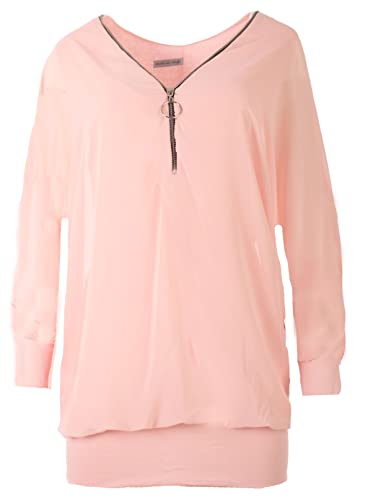 FASHION YOU WANT Damen Oversize Oberteile RFS Tshirt/Pullover Größe 36 bis 54 Uni Farben Übergrößen Shirt Langarm T-Shirt Kurzarm (as3, Numeric, Numeric_44, Numeric_46, Regular, Regular, rosa) von FASHION YOU WANT