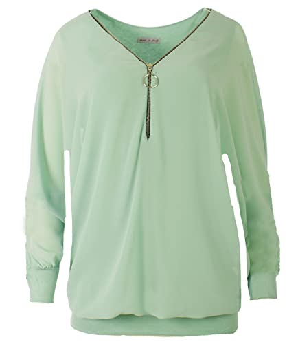 FASHION YOU WANT Damen Oversize Oberteile RFS Tshirt/Pullover Größe 36 bis 54 Uni Farben Übergrößen Shirt Langarm T-Shirt Kurzarm (as3, Numeric, Numeric_50, Numeric_52, Regular, Regular, Mint) von FASHION YOU WANT