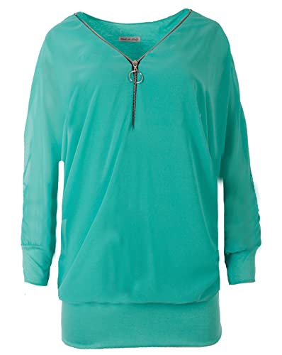 FASHION YOU WANT Damen Oversize Oberteile RFS Tshirt/Pullover Größe 36 bis 54 Uni Farben Übergrößen Shirt Langarm T-Shirt Kurzarm (as3, Numeric, Numeric_52, Numeric_54, Regular, Regular, türkis) von FASHION YOU WANT