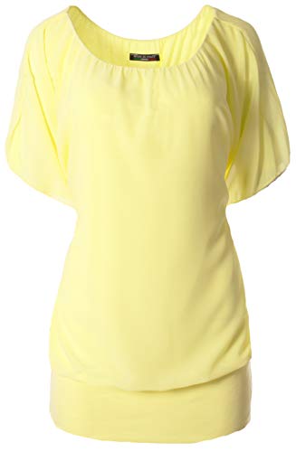FASHION YOU WANT Damen Oversize Oberteile Tshirt/Pullover Größe 34 bis 50 Uni Übergrößen Shirt Langarm (Kurzarm gelb, 40/42) von FASHION YOU WANT