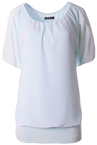 FASHION YOU WANT Damen Oversize Oberteile Tshirt/Pullover Größe 34 bis 50 Uni Übergrößen Shirt Langarm (Kurzarm hellblau, 42/44) von FASHION YOU WANT