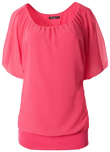 FASHION YOU WANT Damen Oversize Oberteile Tshirt/Pullover Größe 34 bis 50 Uni Übergrößen Shirt Langarm (Kurzarm pink, 42/44) von FASHION YOU WANT