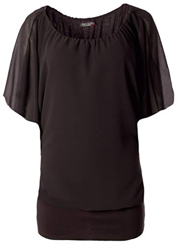 FASHION YOU WANT Damen Oversize Oberteile Tshirt/Pullover Größe 34 bis 50 Uni Übergrößen Shirt Langarm (Kurzarm schwarz, 40/42) von FASHION YOU WANT
