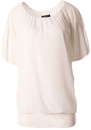 FASHION YOU WANT Damen Oversize Oberteile Tshirt/Pullover Größe 34 bis 50 Uni Übergrößen Shirt Langarm (Kurzarm weiß, 42/44) von FASHION YOU WANT