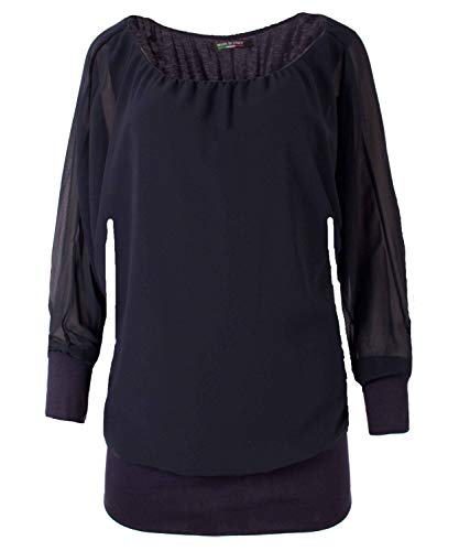 FASHION YOU WANT Damen Oversize Oberteile Tshirt/Pullover Größe 34 bis 50 Uni Übergrößen Shirt Langarm (Stern dunkelblau, 42/44) von FASHION YOU WANT