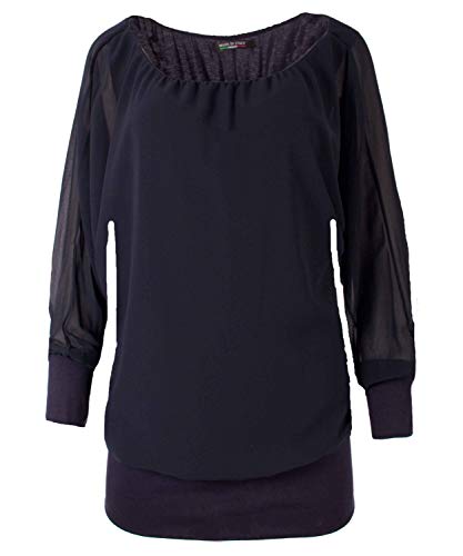 FASHION YOU WANT Damen Oversize Oberteile Tshirt/Pullover Größe 34 bis 50 Uni Übergrößen Shirt Langarm (Stern dunkelblau, 46/48) von FASHION YOU WANT