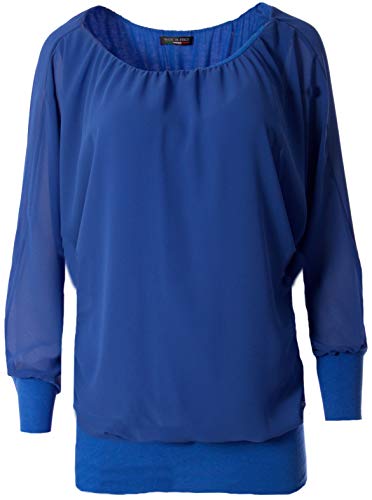 FASHION YOU WANT Damen Oversize Oberteile Tshirt/Pullover Größe 34 bis 50 Uni Übergrößen Shirt Langarm (blau, 38/40) von FASHION YOU WANT