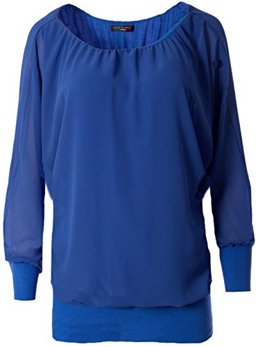 FASHION YOU WANT Damen Oversize Oberteile Tshirt/Pullover Uni Übergrößen Shirt Langarm (blau, 40/42) von FASHION YOU WANT