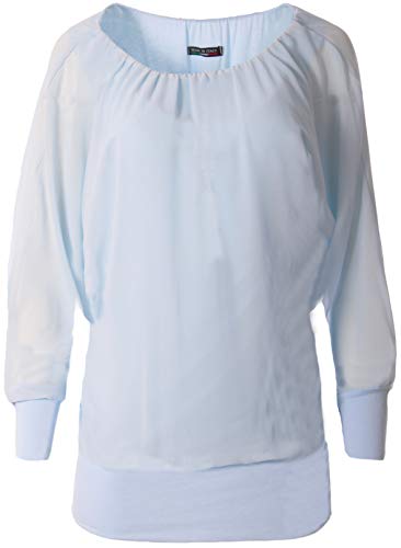 FASHION YOU WANT Damen Oversize Oberteile Tshirt/Pullover Uni Übergrößen Shirt Langarm (hellblau, 46/48) von FASHION YOU WANT