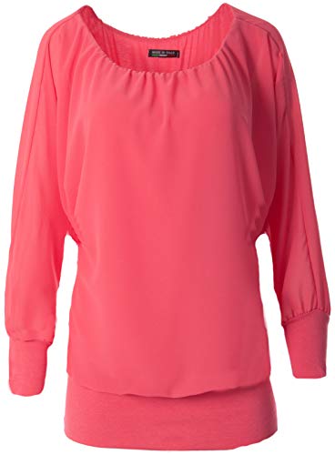 FASHION YOU WANT Damen Oversize Oberteile Tshirt/Pullover Uni Übergrößen Shirt Langarm (pink, 44/46) von FASHION YOU WANT