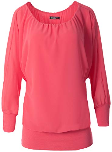 FASHION YOU WANT Damen Oversize Oberteile Tshirt/Pullover Uni Übergrößen Shirt Langarm (rosa, 46/48) von FASHION YOU WANT
