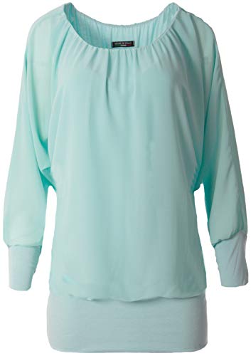 FASHION YOU WANT Damen Oversize Oberteile Tshirt/Pullover Uni Übergrößen Shirt Langarm (türkis, 46/48) von FASHION YOU WANT