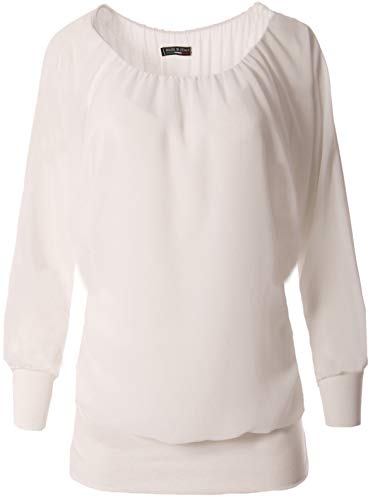 FASHION YOU WANT Damen Oversize Oberteile Tshirt/Pullover Uni Übergrößen Shirt Langarm (weiß, 40/42) von FASHION YOU WANT