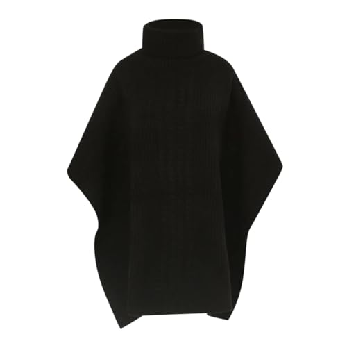 FASHION YOU WANT Damen Poncho mit Rollkragen mit Feldermausarm Batwing flauschig warm gestrickt ideal für den Winter (DE/NL/SE/PL, Alphanumerisch, Einheitsgröße, Regular, Regular, schwarz) von FASHION YOU WANT