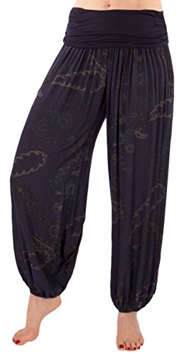 FASHION YOU WANT Damen Pumphose Sommerhose Haremshose Größe 34/36 bis Größe 52/54 mit verschiedenen Mustern Leichte Haremshose (groß B. dunkelblau, 44/46) von FASHION YOU WANT