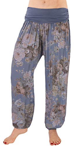 FASHION YOU WANT Damen Pumphose Sommerhose Haremshose mit Rosen Muster (44/46, hellblau) von FASHION YOU WANT