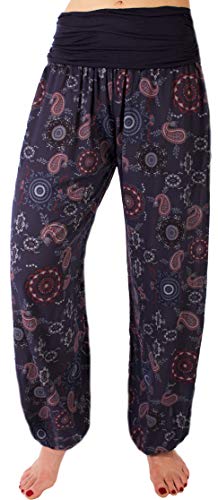 FASHION YOU WANT Damen Pumphose Sommerhose Haremshose mit Rosen Muster Größe 34/36 bis Größe 48/50 verfügbar Leichte Haremshose (40/42, NB dunkelblau) von FASHION YOU WANT