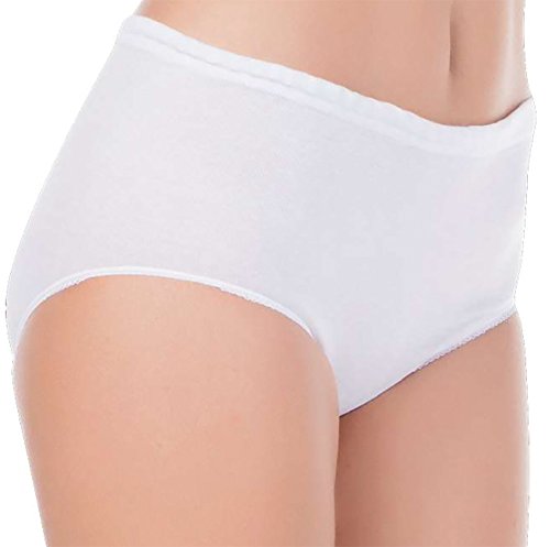 FASHION YOU WANT Damen Senioren Unterhose Slip Grössen 36-38 bis 56-58 ideal für pflegebedürftige Omas einfach anzuziehen hoch geschnitten 3er oder 4er Pack (36-38, 3er Pack mit Elasthan weiß) von FASHION YOU WANT