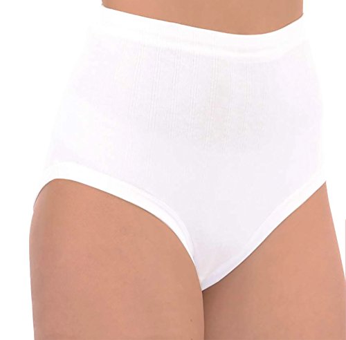 FASHION YOU WANT Damen Senioren Unterhose Slip Grössen 36-38 bis 56-58 ideal für pflegebedürftige Omas einfach anzuziehen hoch geschnitten 3er oder 4er Pack (40-42, 4er Pack Uni weiß) von FASHION YOU WANT