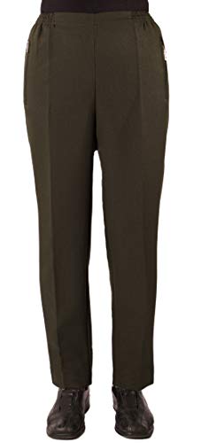 FASHION YOU WANT Damen Seniorenhose Schlupfhose mit Gummibund Kurzgröße ideal für pflegebedürftige Omas einfach anzuziehen (52/54, olivgrün) von FASHION YOU WANT
