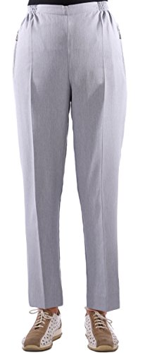 FASHION YOU WANT Damen Seniorenhose Schlupfhose mit Gummizug Kurzgröße ideal für pflegebedürftige Omas einfach anzuziehen und super pflegeleicht (36/38, hellgrau meliert) von FASHION YOU WANT