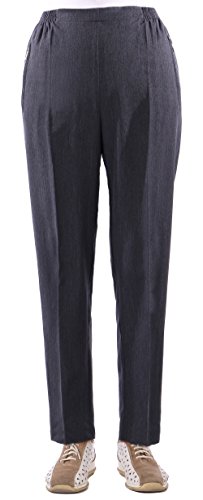 FASHION YOU WANT Damen Seniorenhose Schlupfhose mit Gummizug Kurzgröße ideal für pflegebedürftige Omas einfach anzuziehen und super pflegeleicht (40/42, dunkelgrau meliert) von FASHION YOU WANT