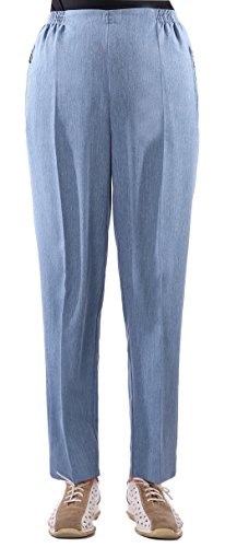 FASHION YOU WANT Damen Seniorenhose Schlupfhose mit Gummizug Kurzgröße ideal für pflegebedürftige Omas einfach anzuziehen und super pflegeleicht (50/52, hellblau meliert) von FASHION YOU WANT