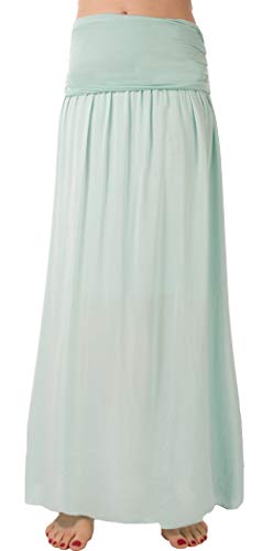 FASHION YOU WANT Damen Sommer Rock Größe 34/36 bis Größe 48/50 verfügbar Langer Maxirock Strandrock Sommerock lang Gürtel Amber Boho Retro Maxirock (38/40, Mint) von FASHION YOU WANT