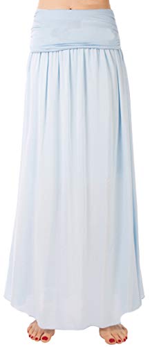 FASHION YOU WANT Damen Sommer Rock Größe 34/36 bis Größe 48/50 verfügbar Langer Maxirock Strandrock Sommerock lang Gürtel Amber Boho Retro Maxirock (38/40, hellblau2) von FASHION YOU WANT